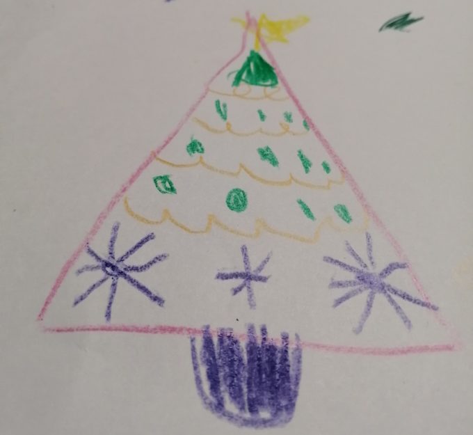 子どもが描いたクリスマスツリー