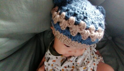 3か月の赤ちゃんにベレー帽風耳付きニット帽をかぎ針編みしました！小さいのですぐ編める